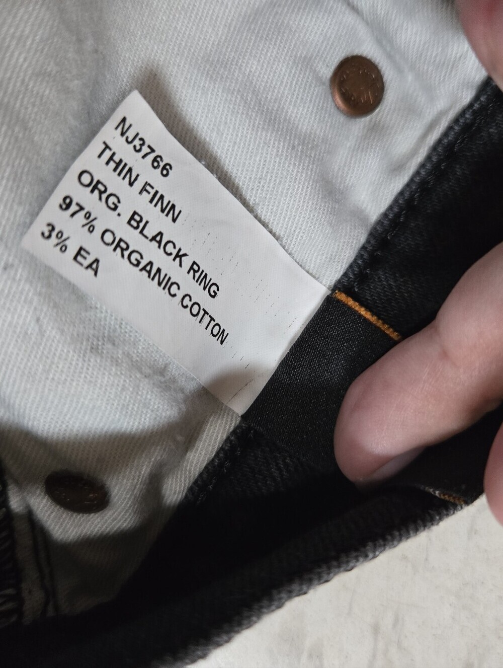 nudie jeans |thin finn | org black ring | vintage Early 2000s | DAMAGED - Picture 10 of 13